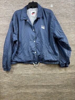 Vintage Nike Jacket Womens Size XL Blue Snap Windbreaker Lined Nylon Coach 90s